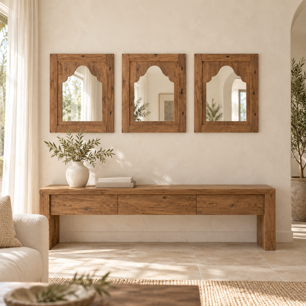 Marakech Teak Wall Mirror – Handcrafted Moroccan-Inspired Mirror