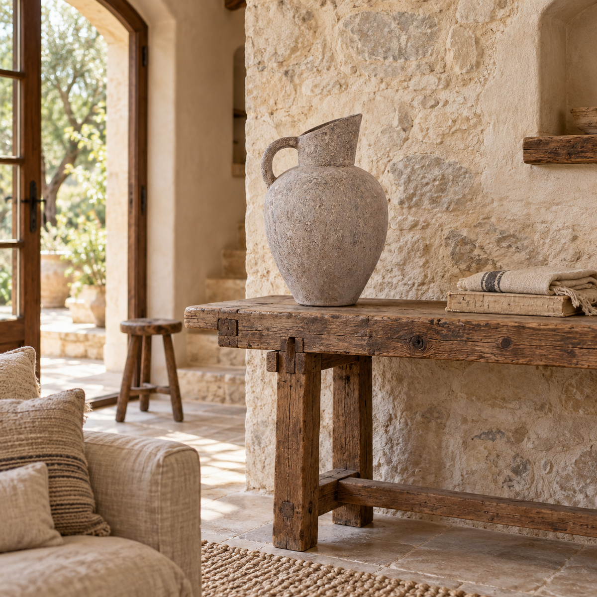 Marisol Large Handcrafted Clay Amphora Vase