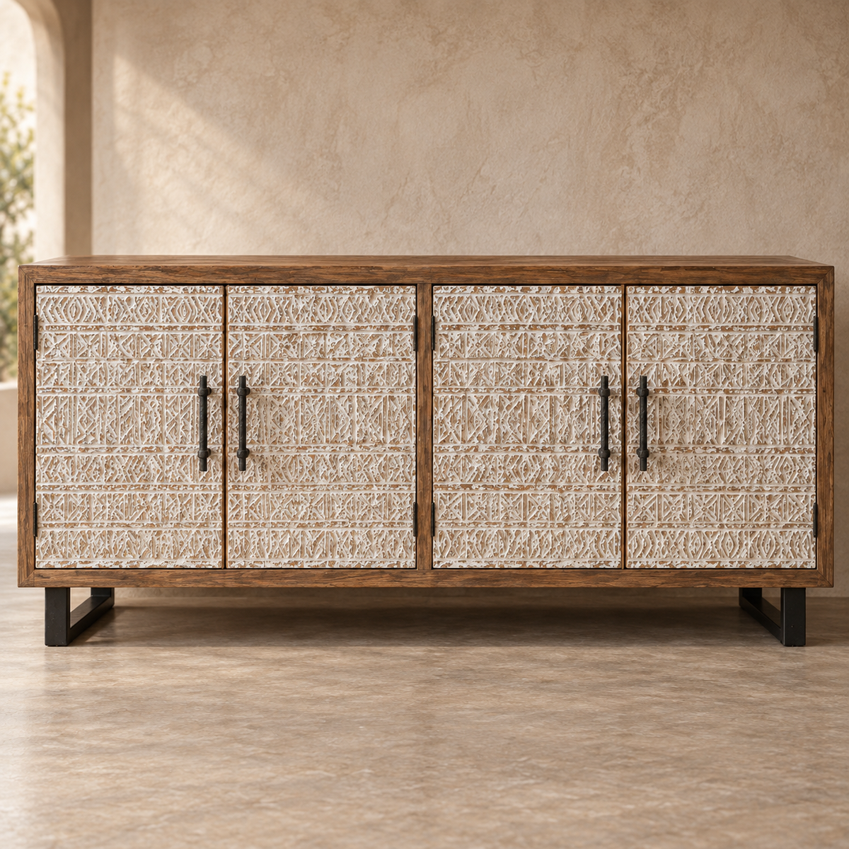 Marjorie Hand-Carved Reclaimed Teakwood Sideboard