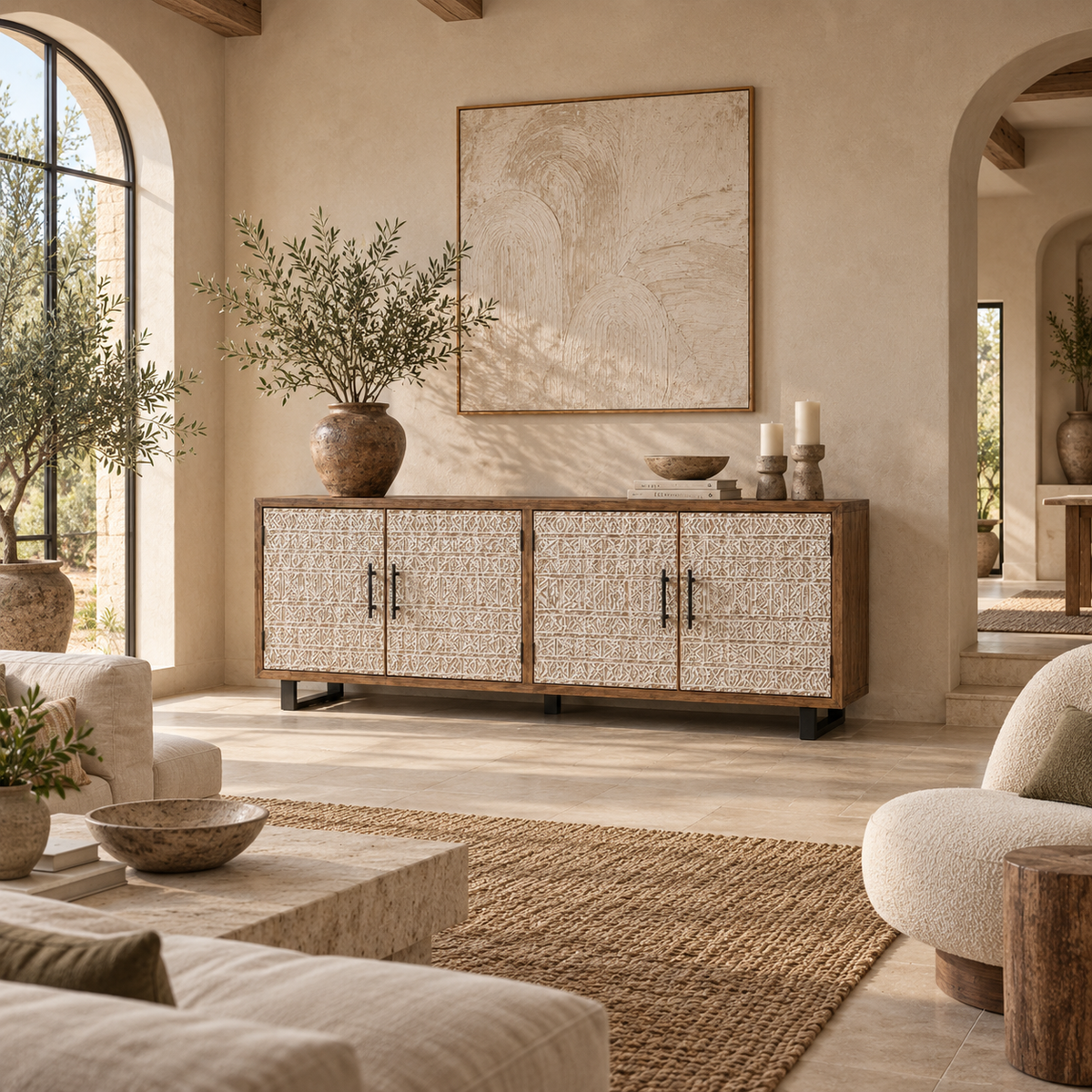 Marjorie Hand-Carved Reclaimed Teakwood Sideboard