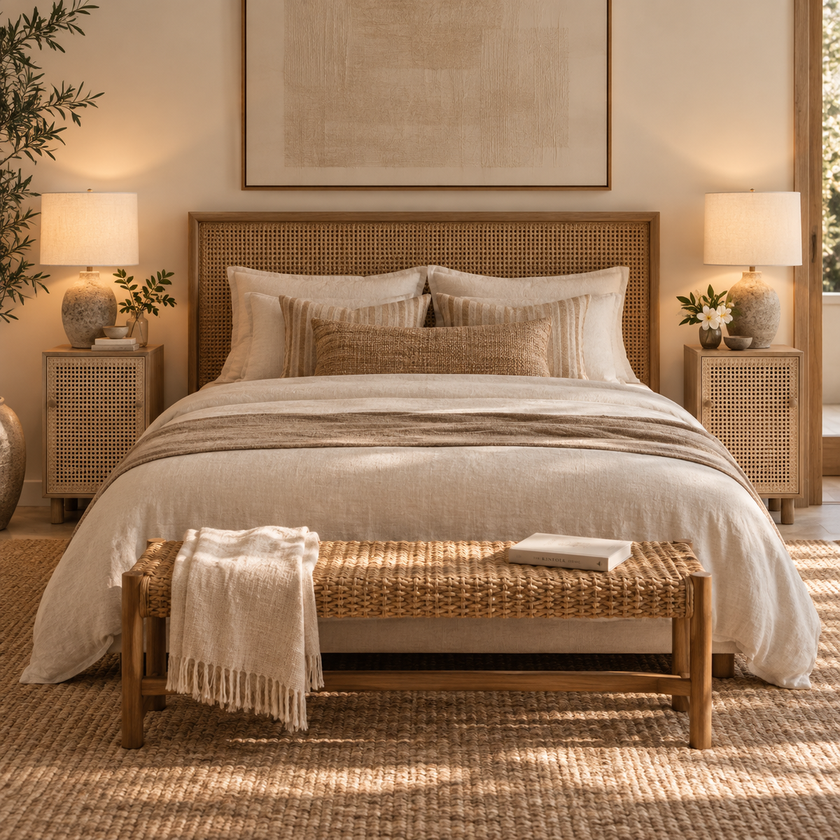 Marvin Rattan Side Cabinet – Handcrafted Wooden Storage Cabinet