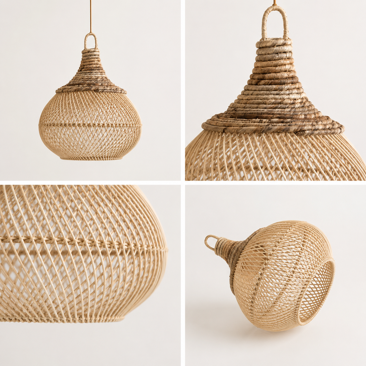 Mini Chloe Handwoven Banana Fiber & Rattan Pendant Shade