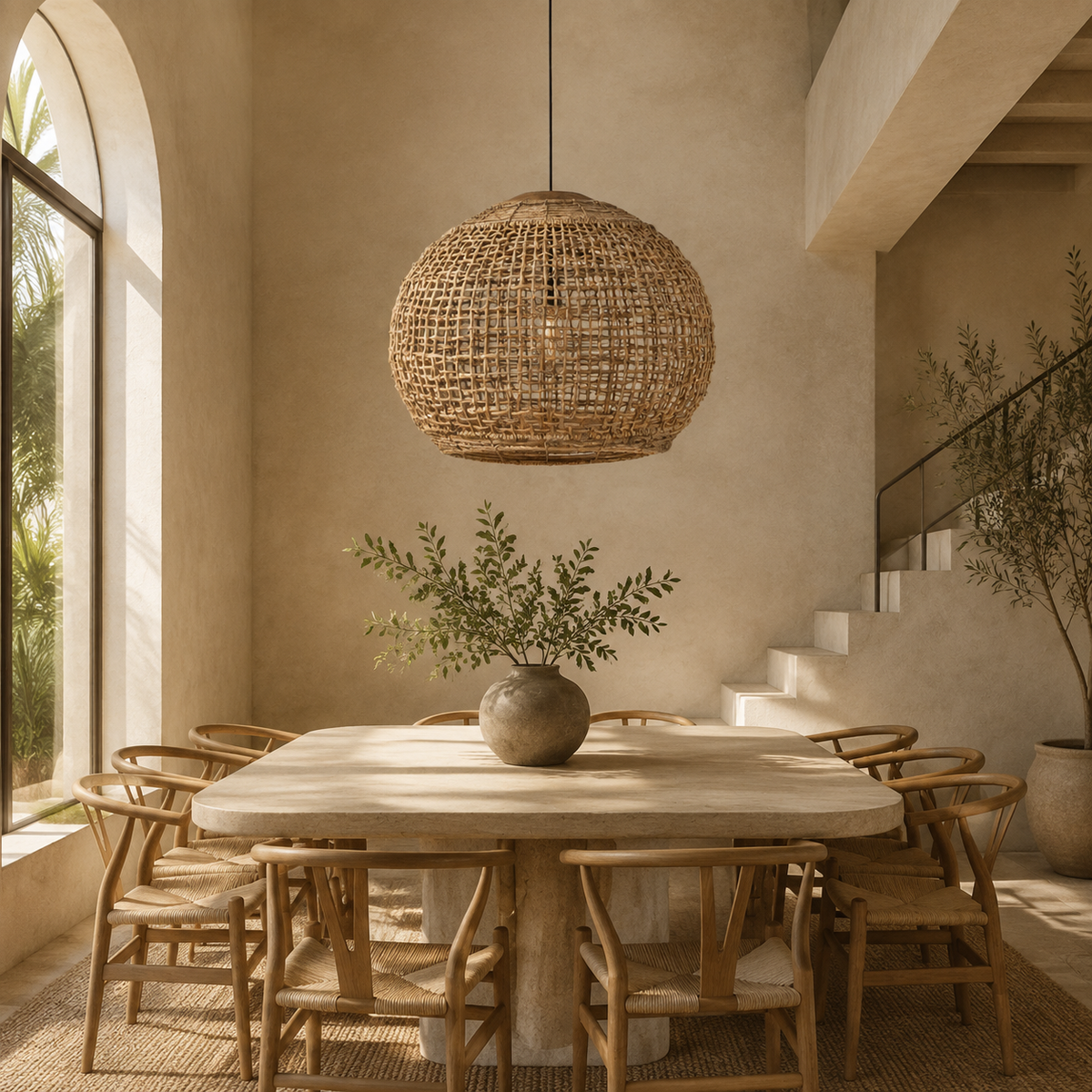 Noble Handwoven Banana Fiber Pendant Light