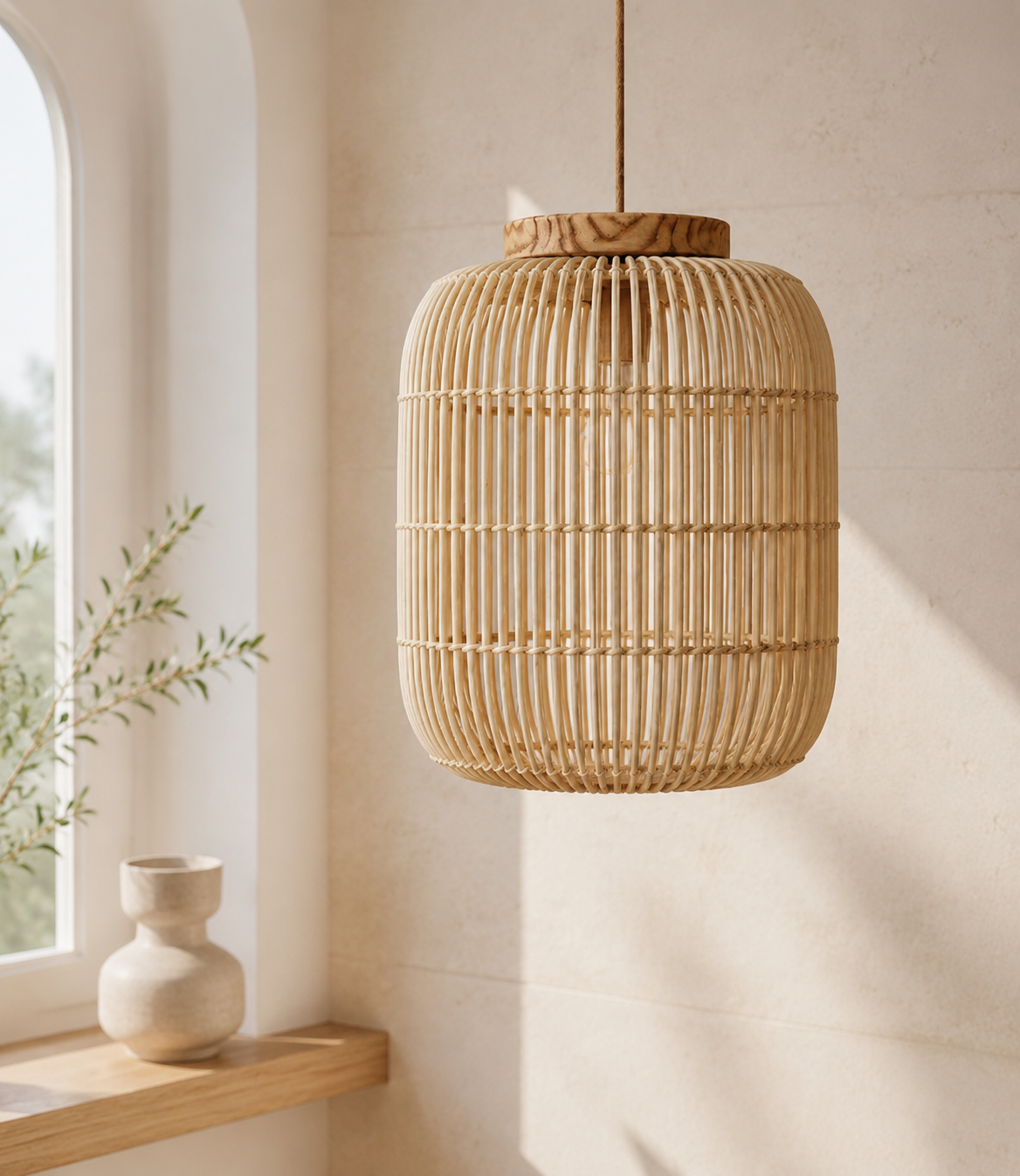 Nuella Handwoven Rattan & Wood Pendant Shade