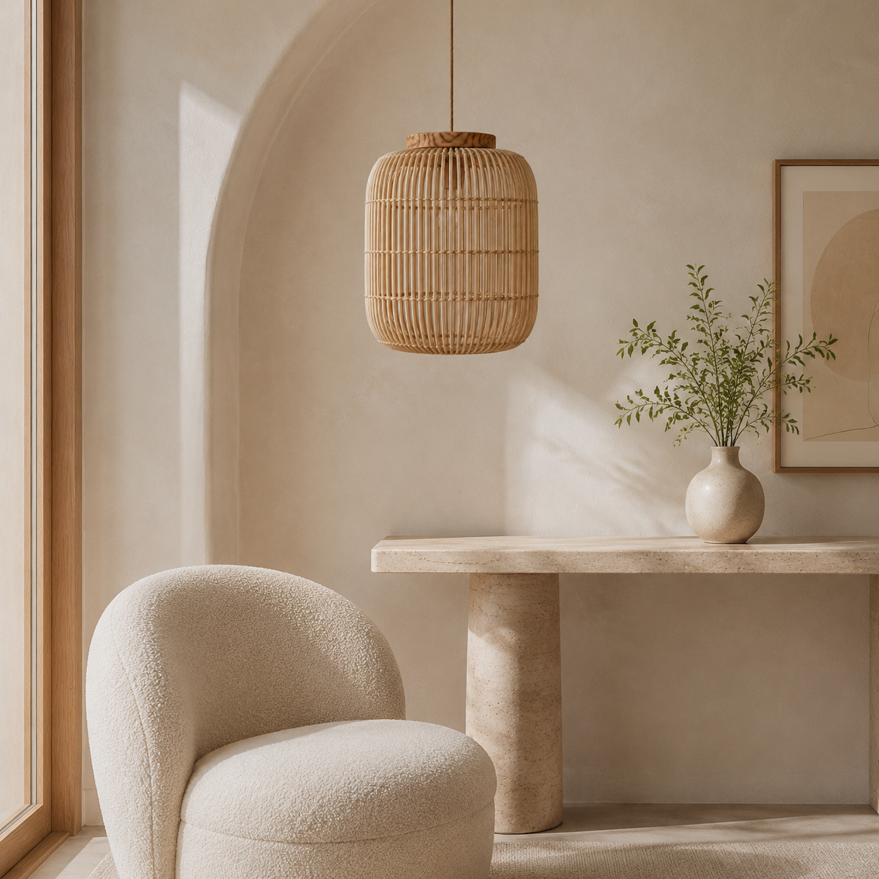 Nuella Handwoven Rattan & Wood Pendant Shade