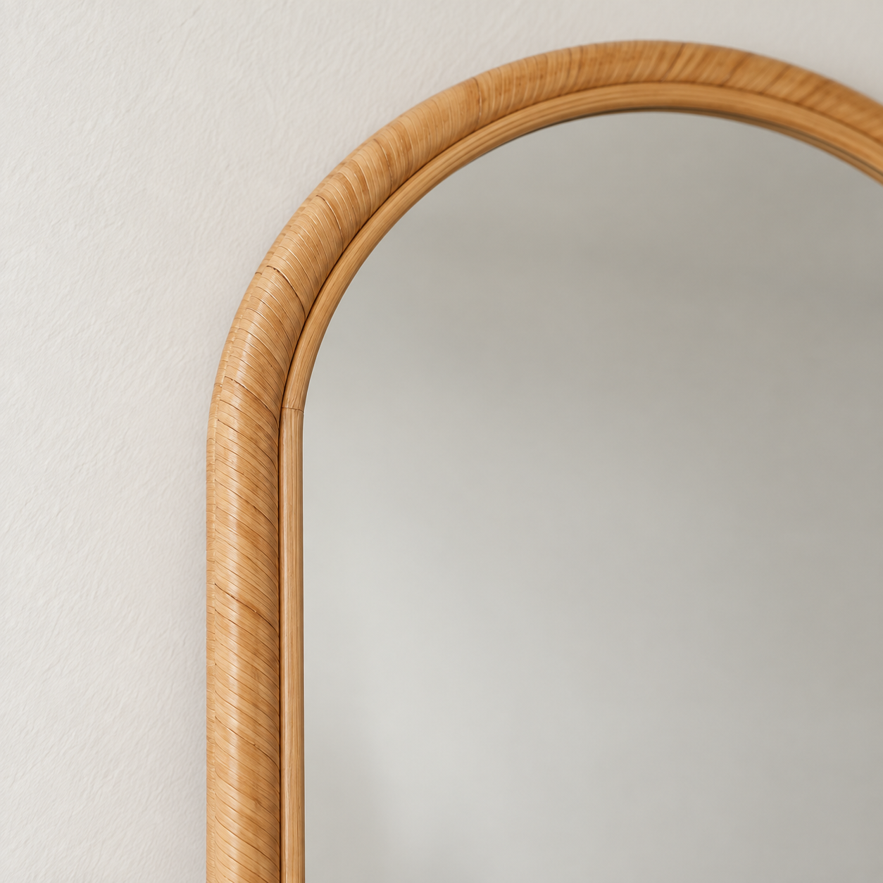 Oslo Rattan Floor Mirror – Arched Full-Length Mirror