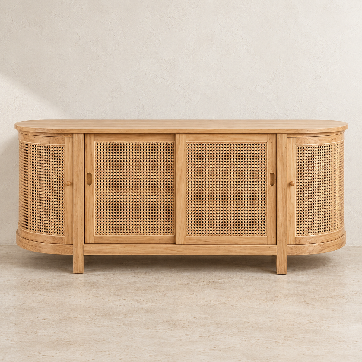 Oslo Handwoven Rattan Sideboard with Sliding Doors