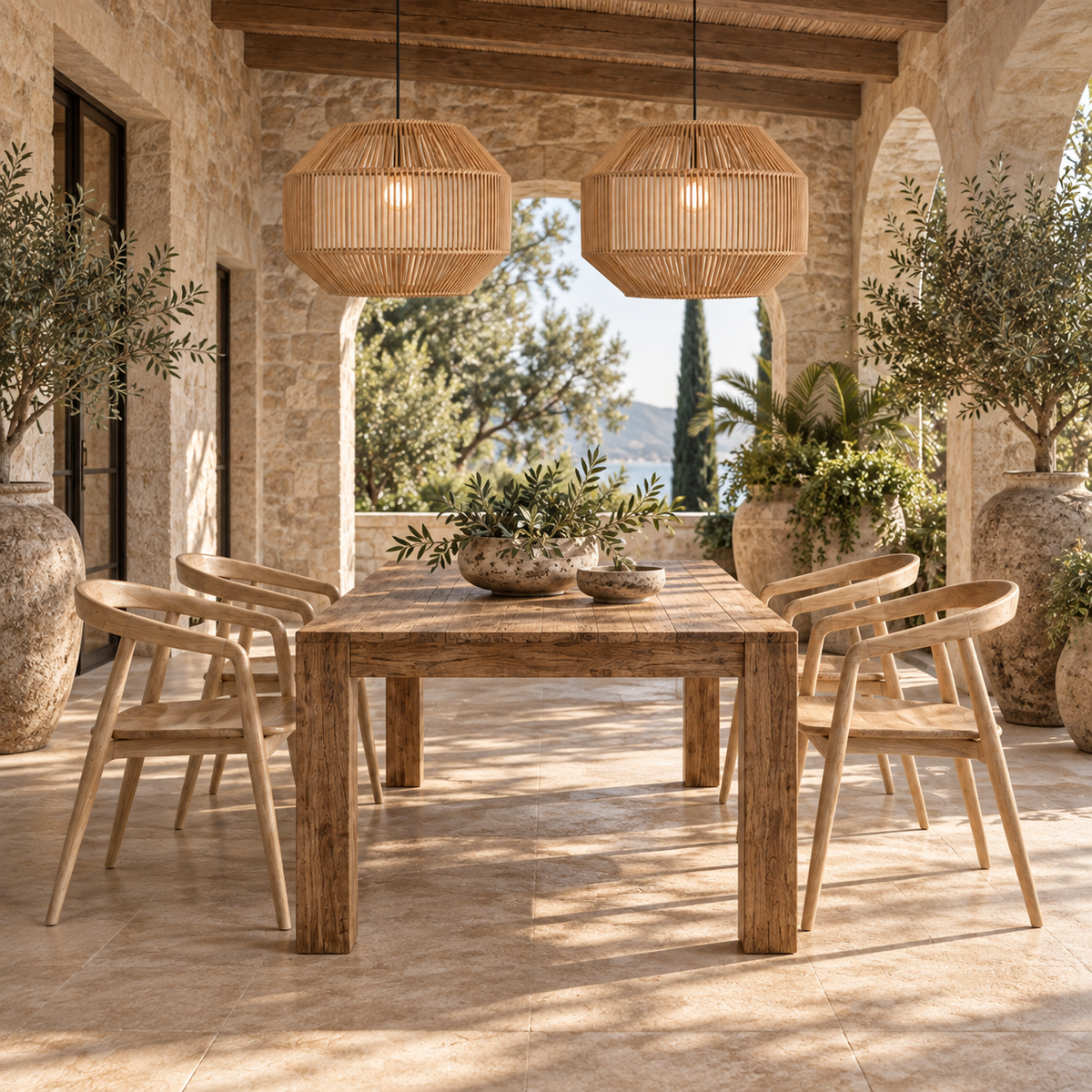 Pablo Solid Wood Dining Armchair – Natural Finish