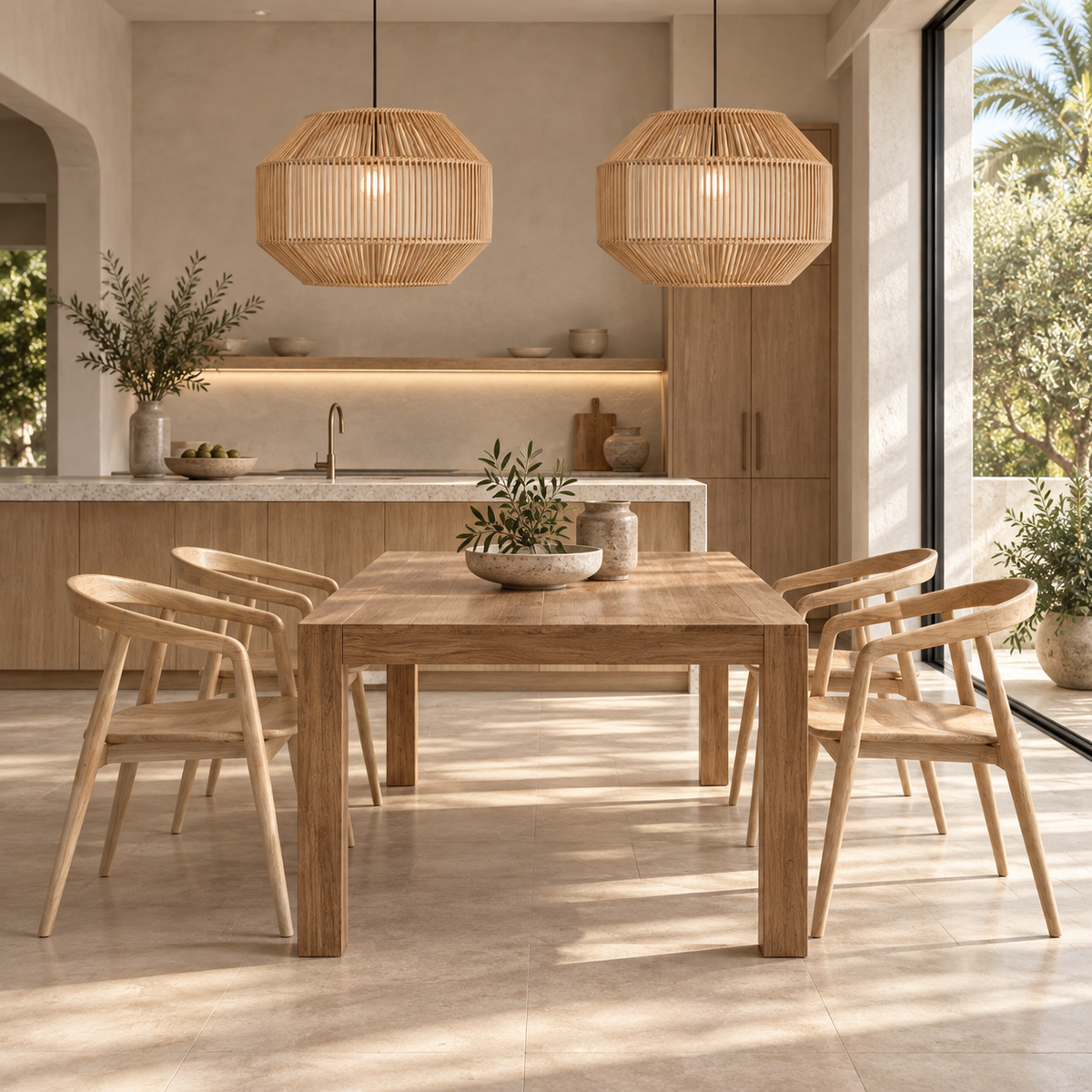 Pablo Solid Wood Dining Armchair – Natural Finish