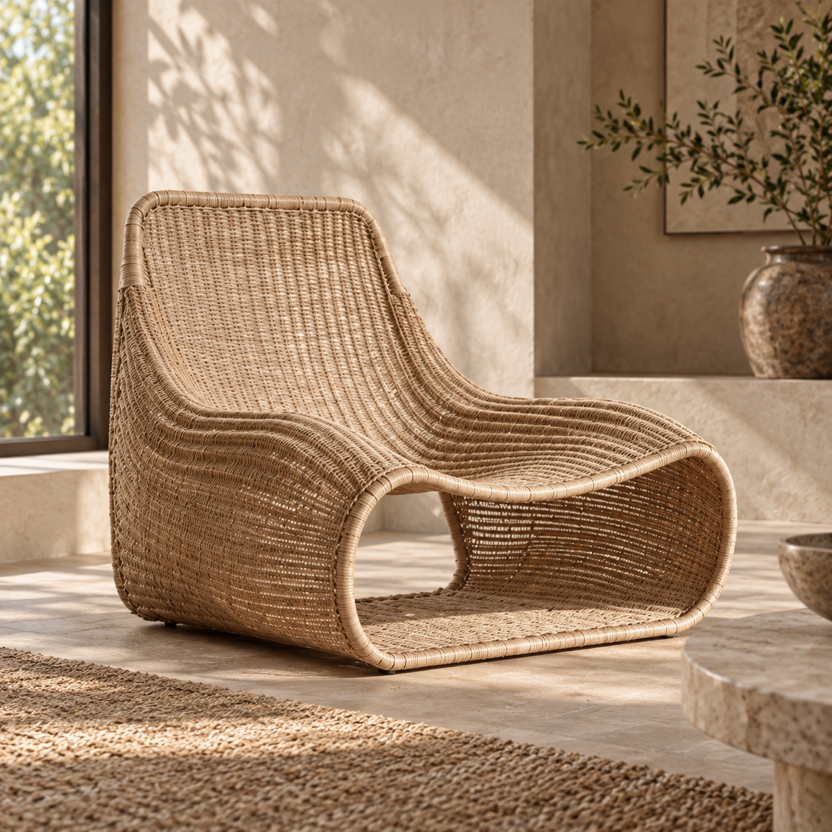 Padma Natural Rattan Occasional Chair – Modern Organic Lounge Seating