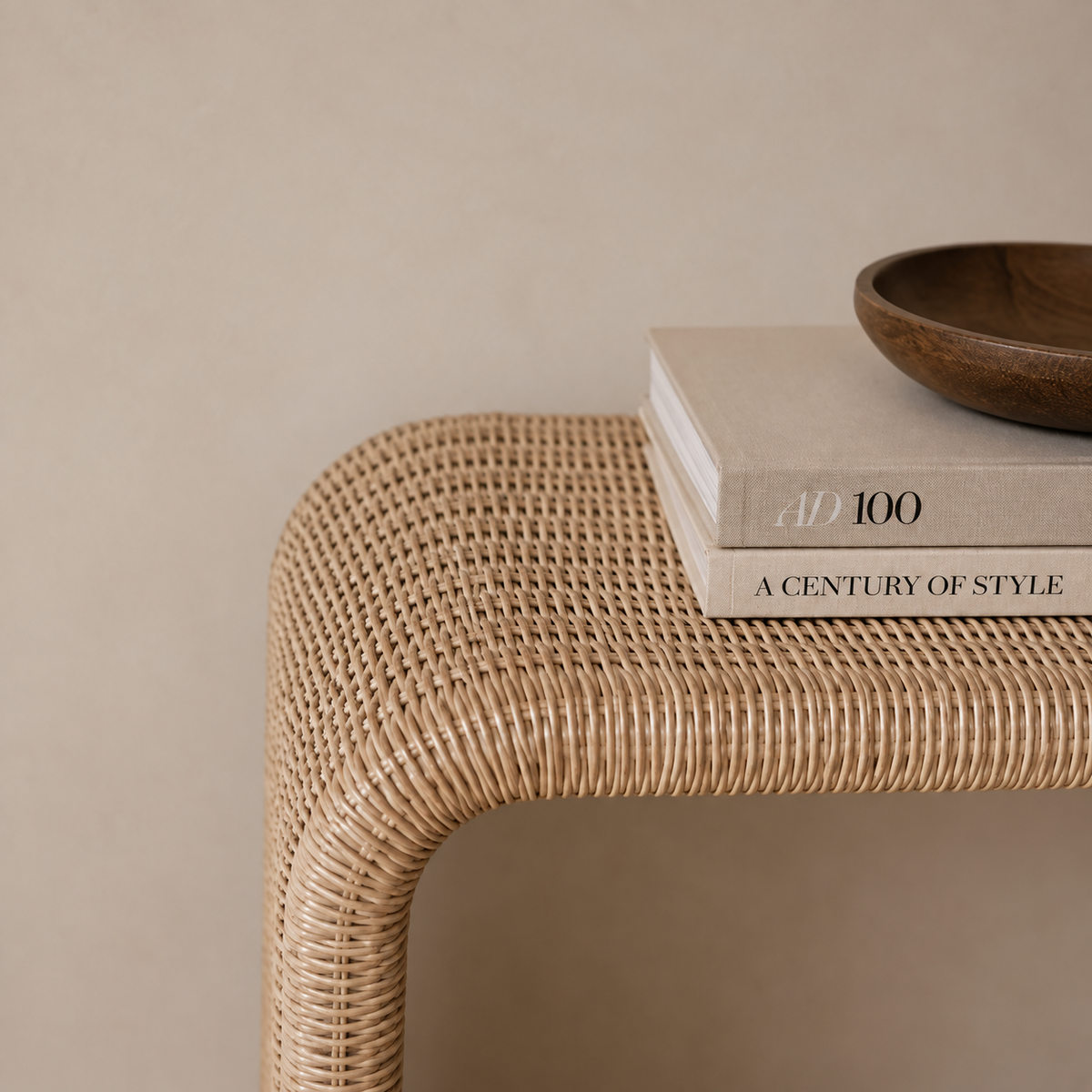 Paola Handwoven Rattan & Hardwood Bench – Indoor & Covered Outdoor Seating
