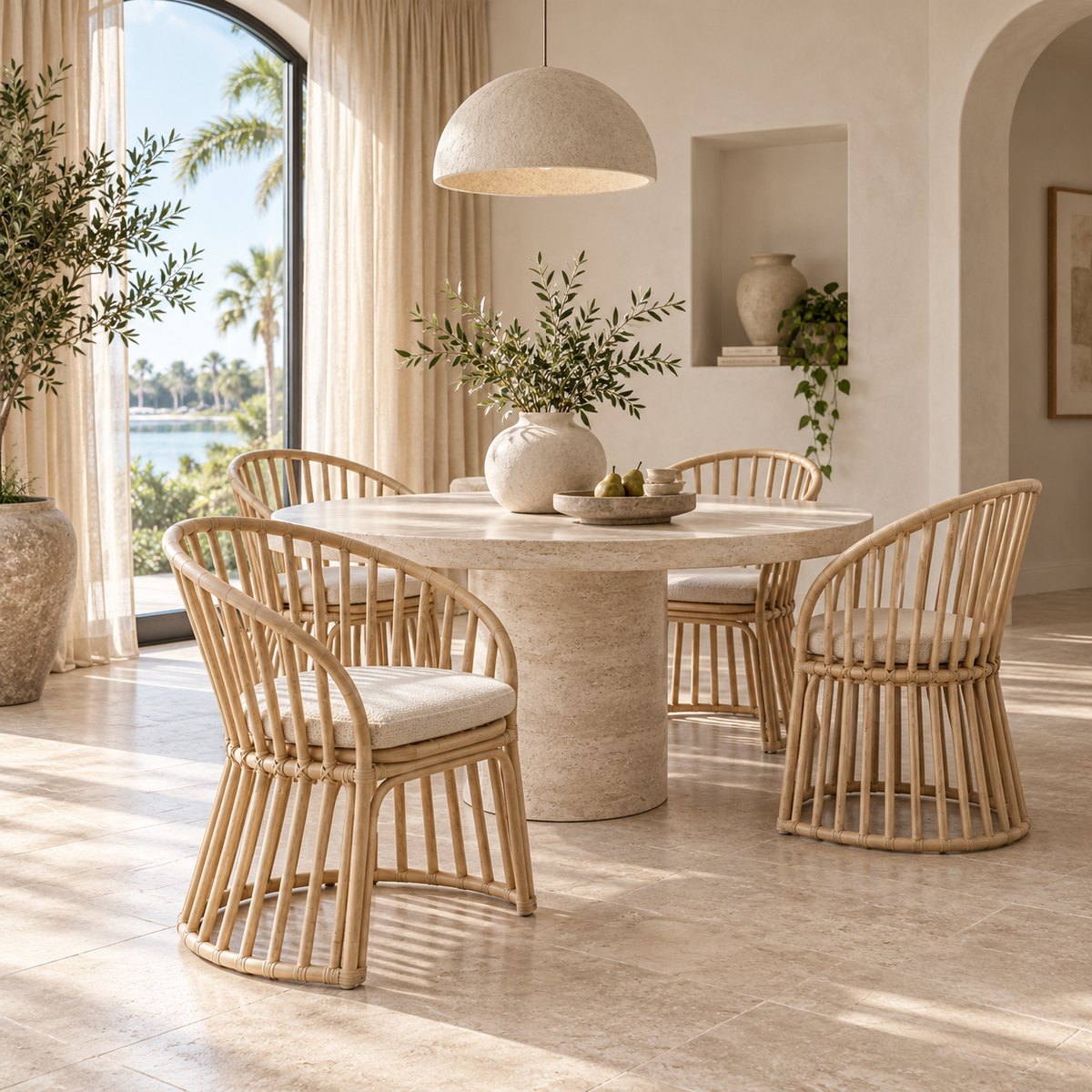 Perla Rattan Accent Chair with Cushion – Natural