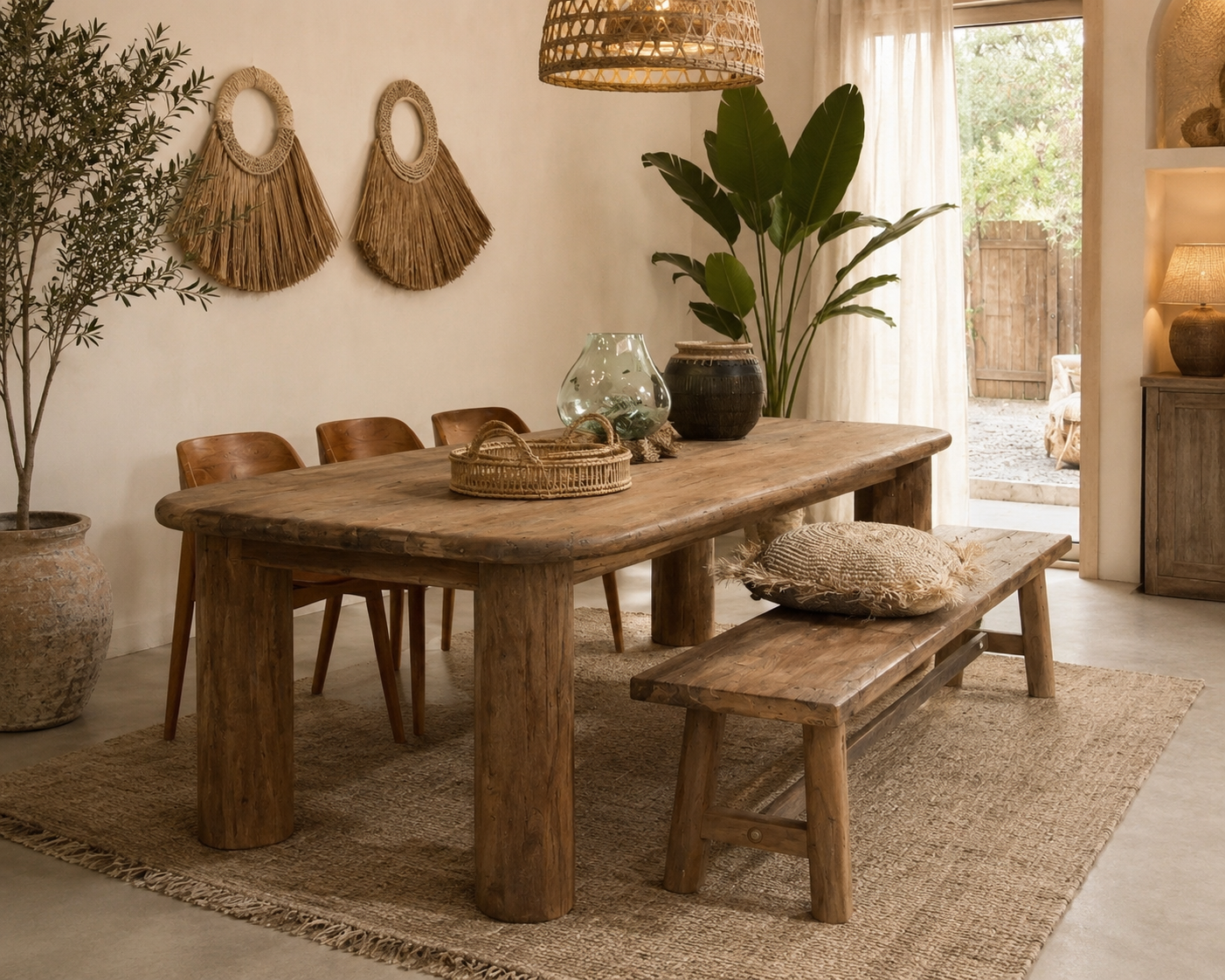 Prescott Reclaimed Teak Dining Table – Organic Modern Design