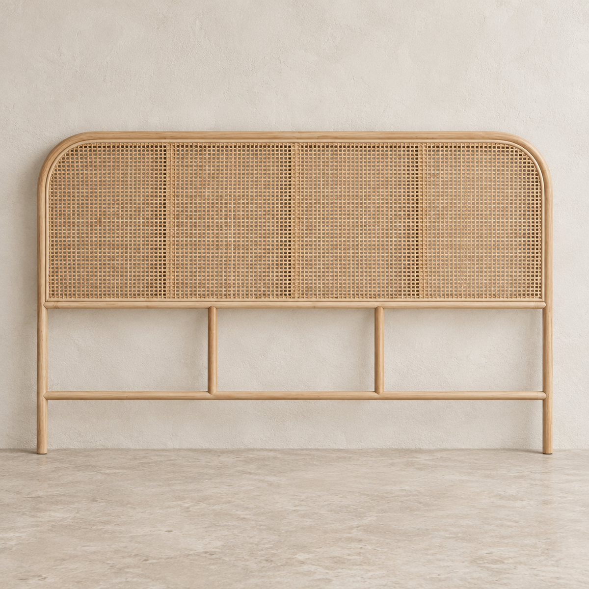 Saga Handwoven Rattan Headboard – Curved Coastal Design