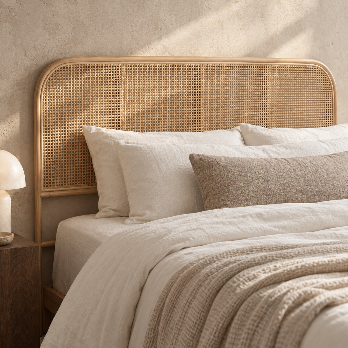 Saga Handwoven Rattan Headboard – Curved Coastal Design