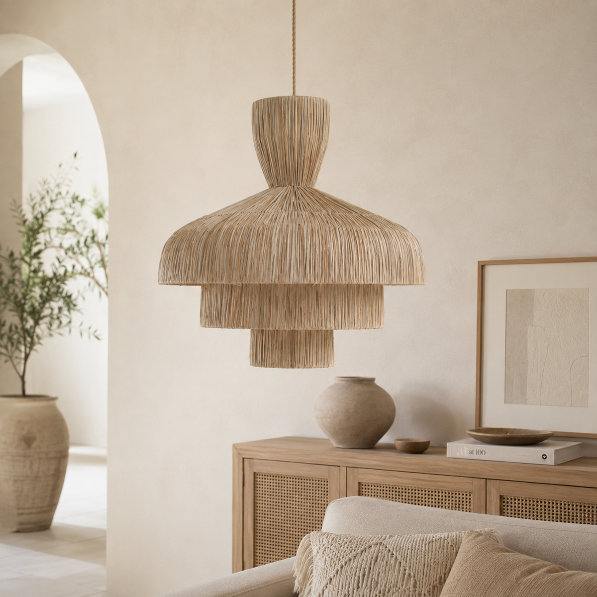 Saylor Seagrass Pendant Light – Handwoven Coastal Hanging Lamp