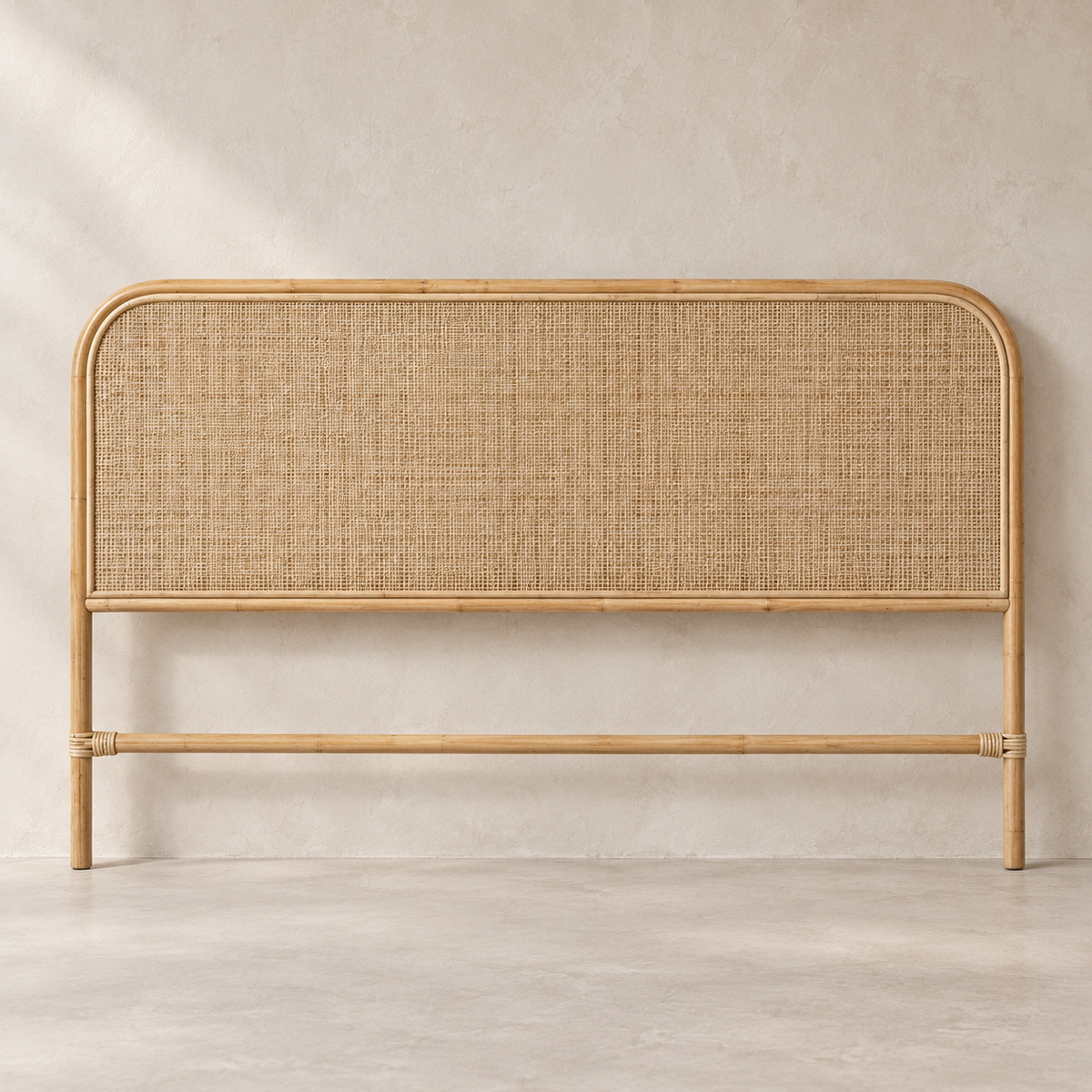 Sergio Handwoven Rattan Headboard – Curved Coastal Design