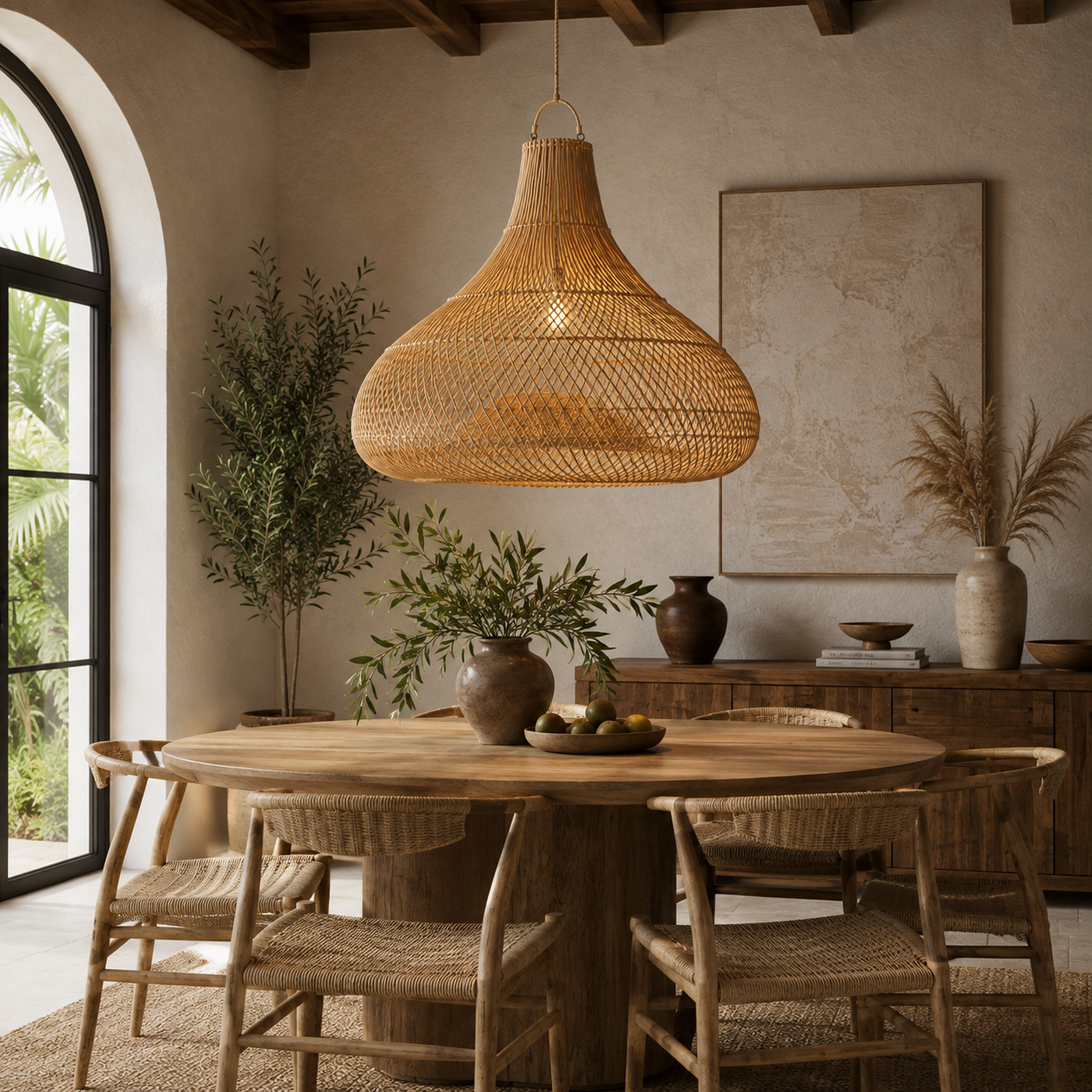 Silas Handwoven Rattan Pendant Light