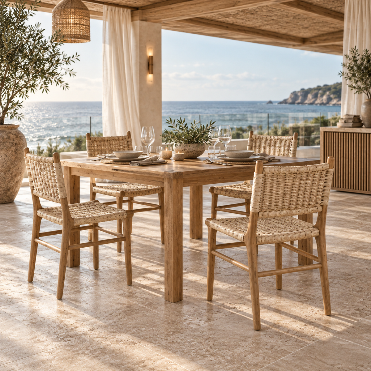 Soren Solid Teak & Handwoven Rattan Dining Chair