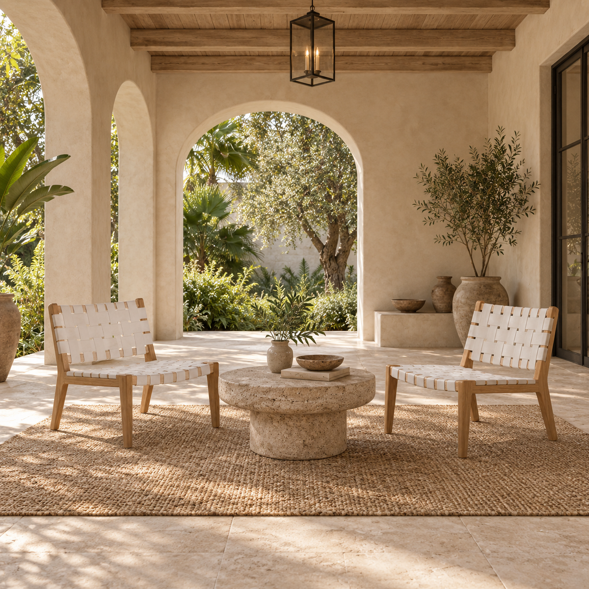 Tasha Woven Leather Lounge Chair – Modern Accent Chair