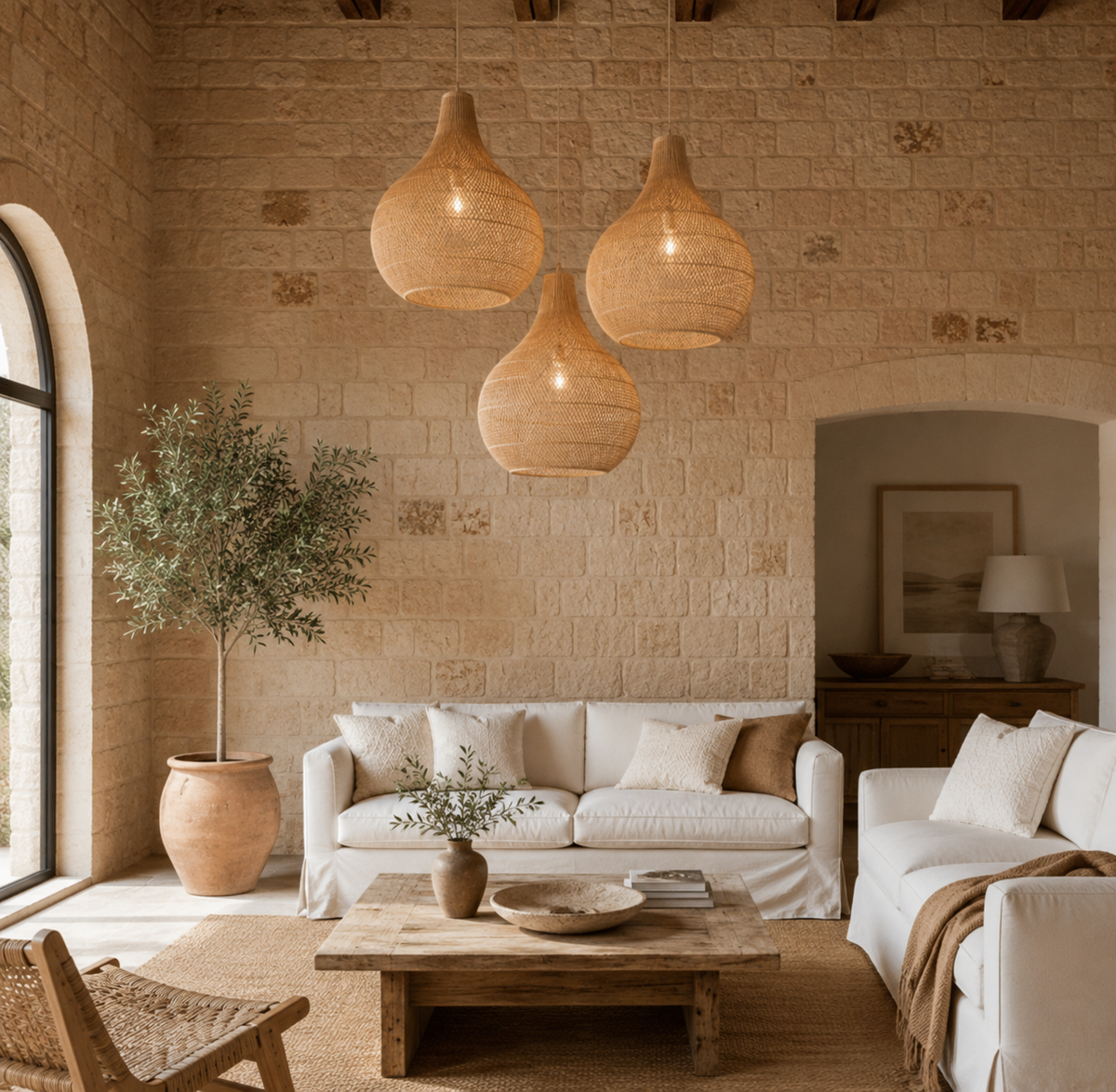 Willow Rattan Pendant Light – Handwoven Coastal Hanging Lamp