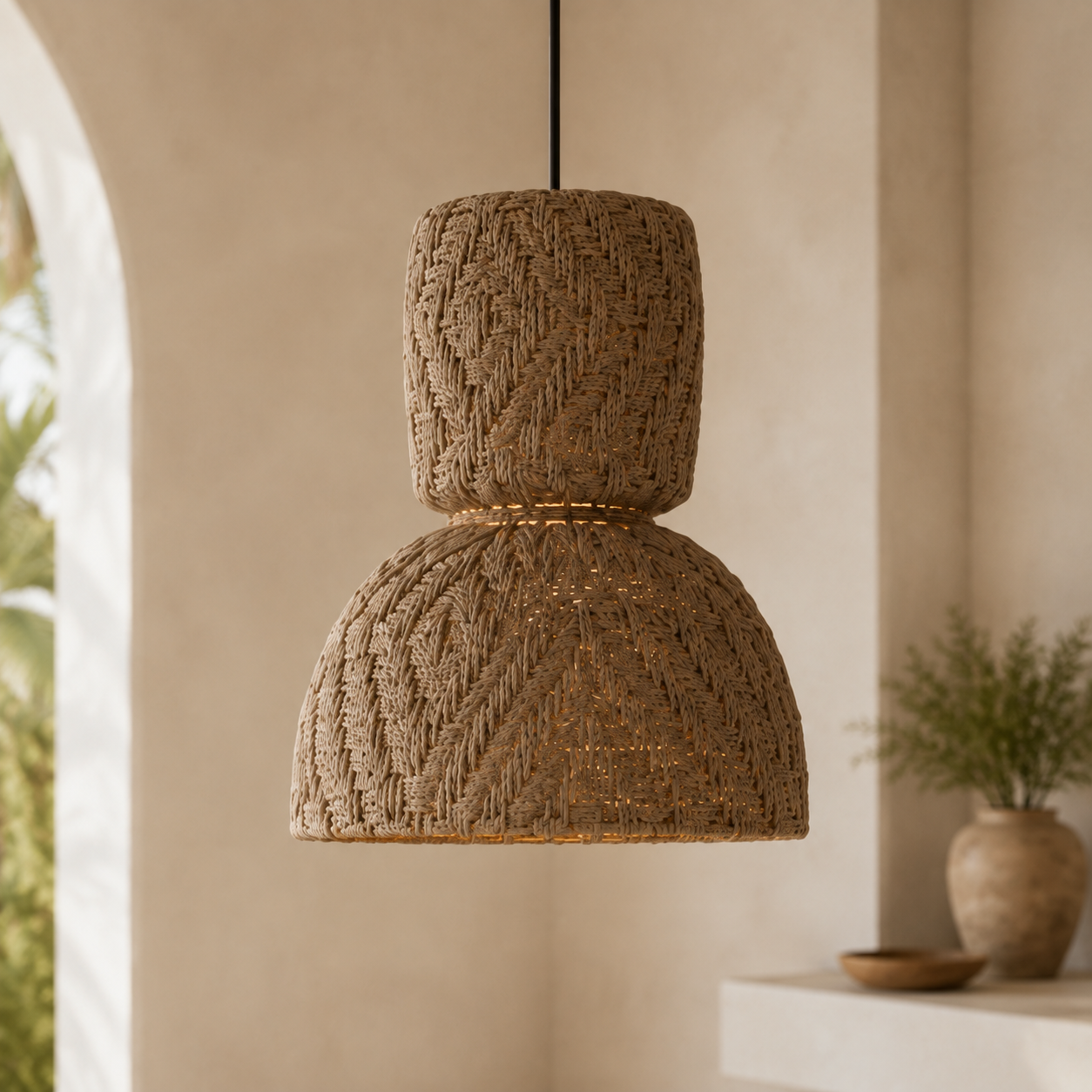 Saxon Handwoven Natural Fiber Pendant Light